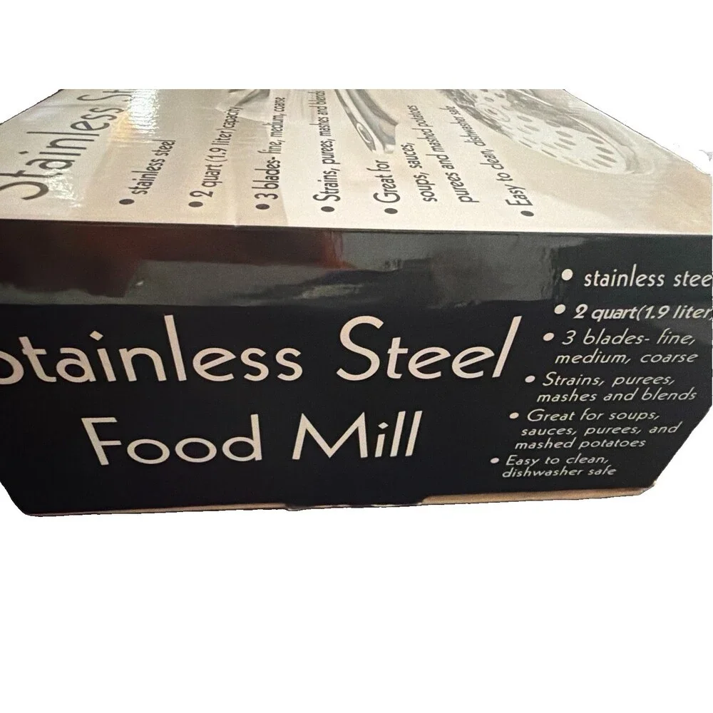 Food Mill  Stainless Steel Food Mill 1.26-Quart with Hand Crank and 3 Grindi New